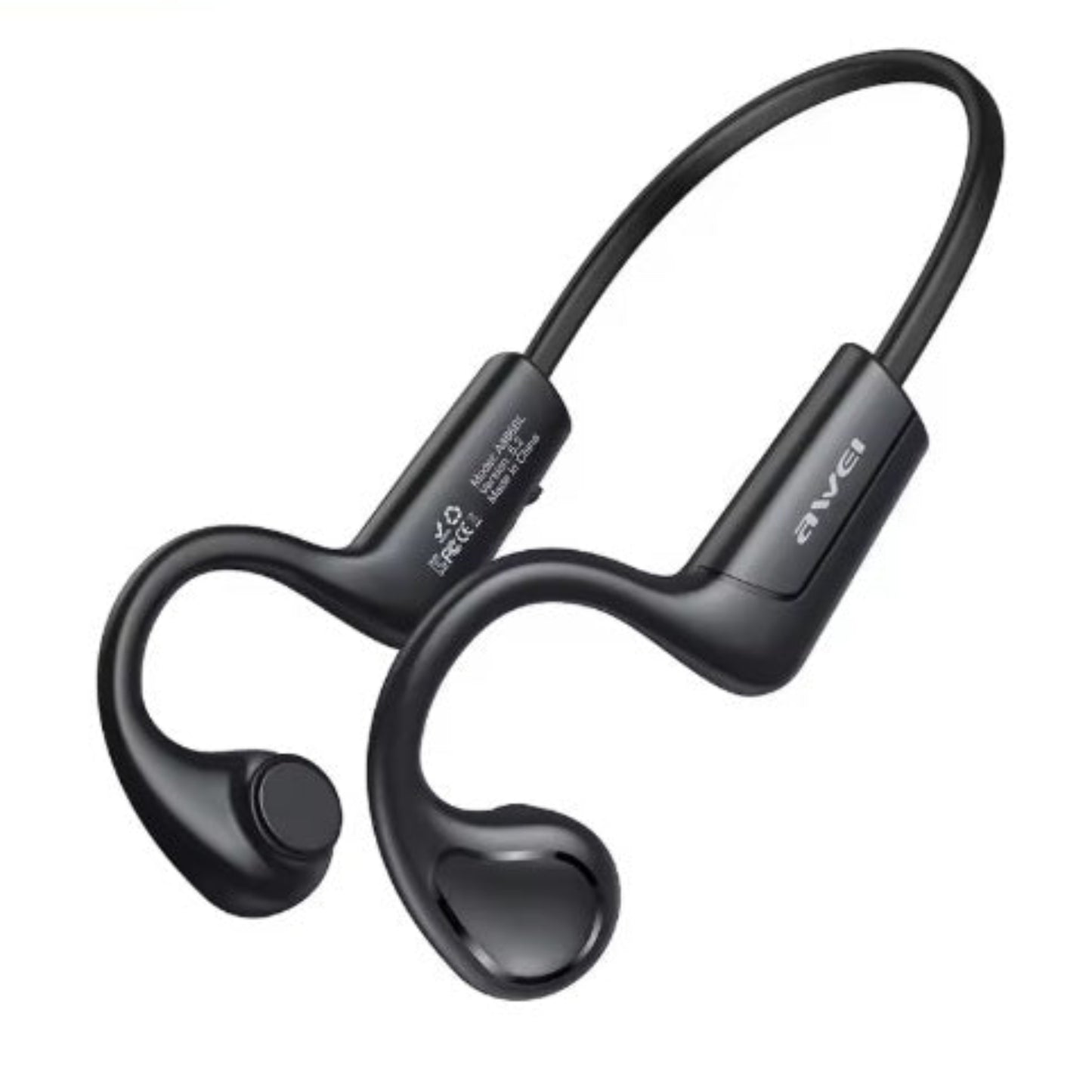 Awei A886 Pro black air conduction wireless headphones floating view.