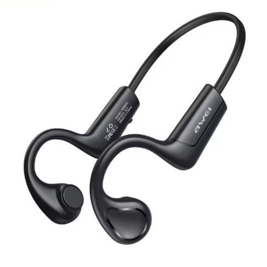 Awei A886 Pro black air conduction wireless headphones floating view.