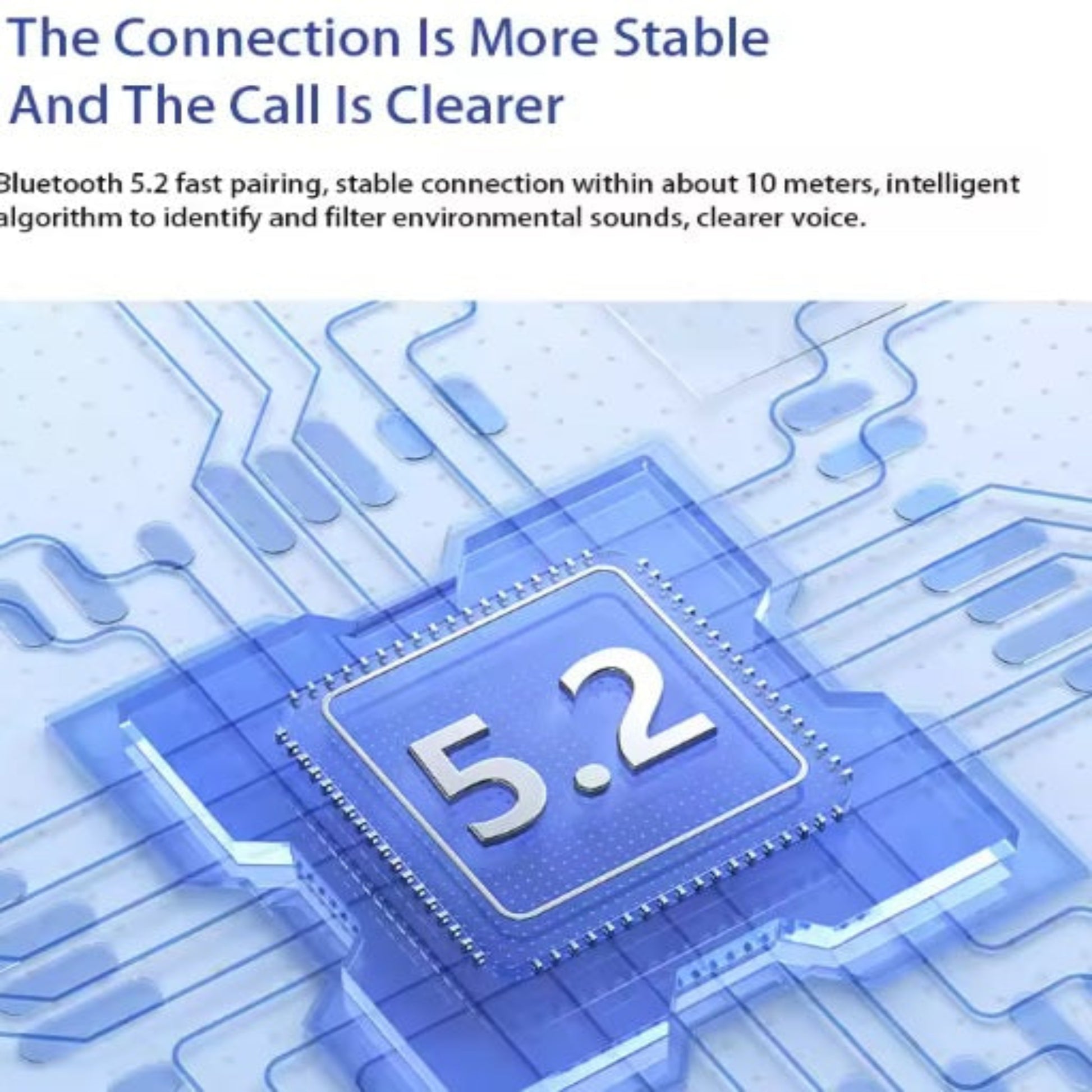 Illustration of the Bluetooth 5.2/5.3 chipset inside the Awei A886 Pro for stable connection.