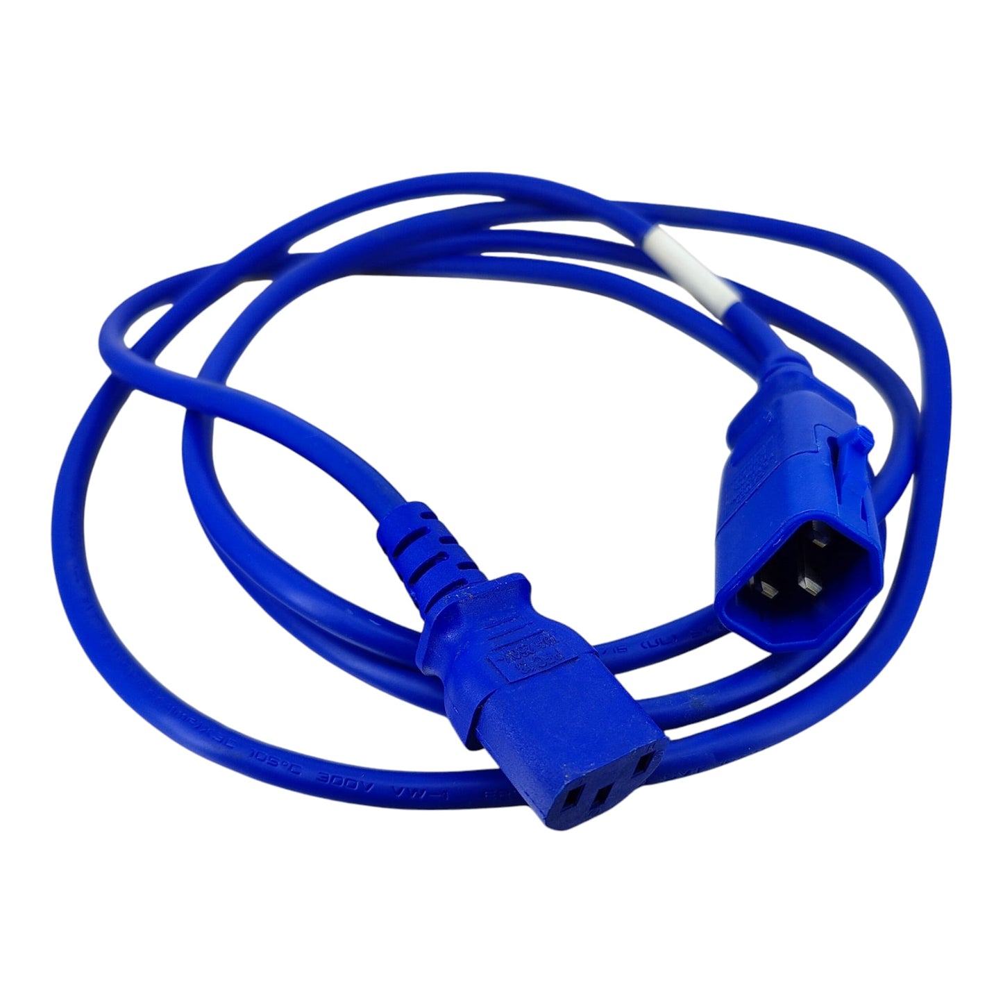 Blue 18AWG power extension cord featuring a secure locking C13 connector.