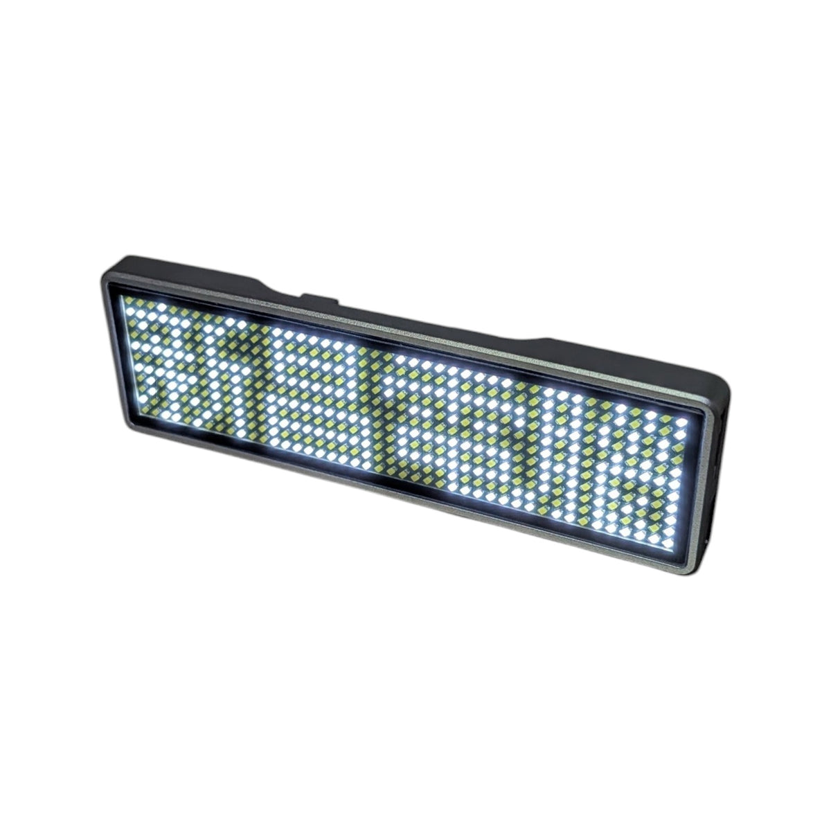 藍牙 LED 走字胸牌（白光），支援手機 App 自訂編程，高亮度熒幕適合展覽及店舖宣傳。