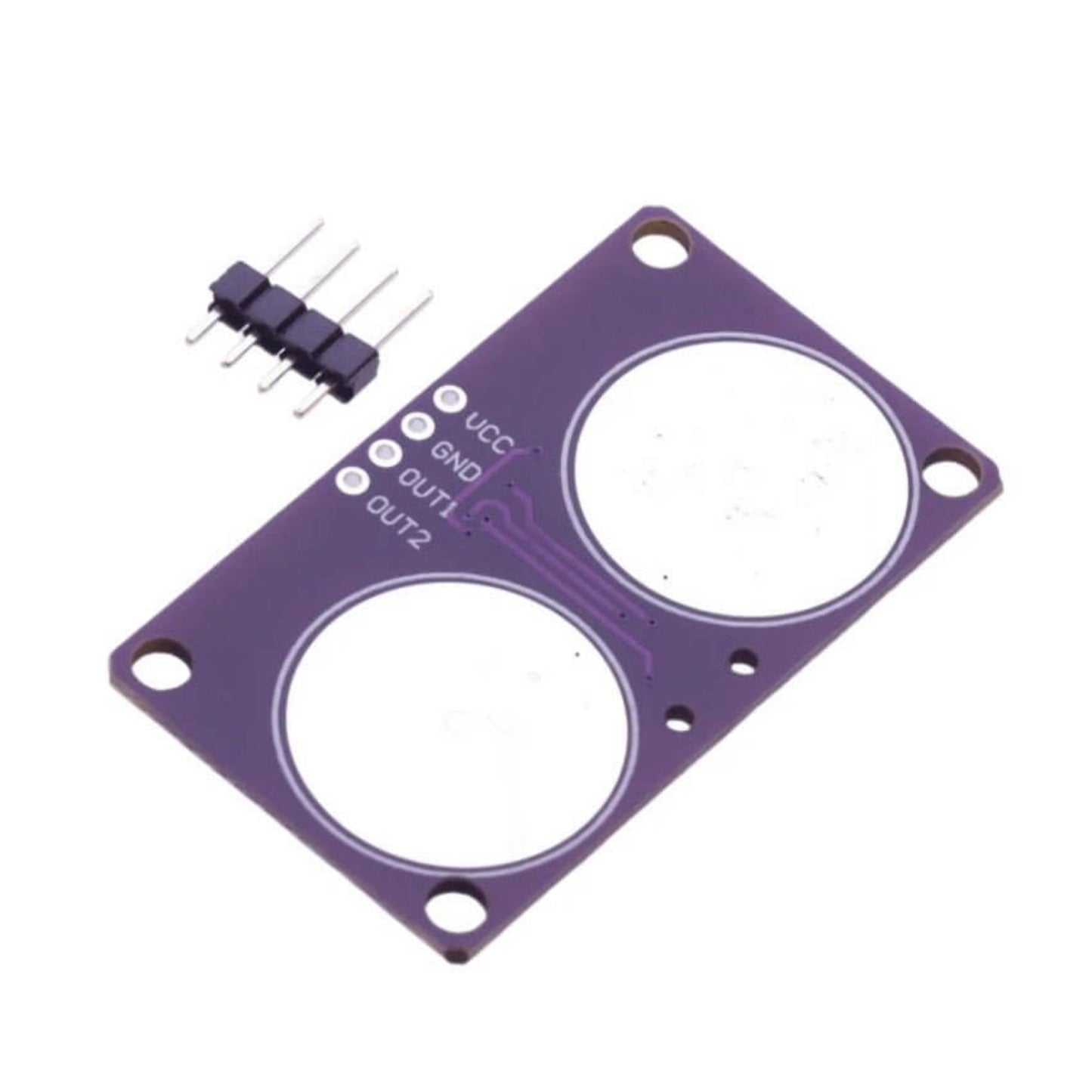 Capacitive proximity sensor module DC 3.3-5V showing 0-5mm detection distance.