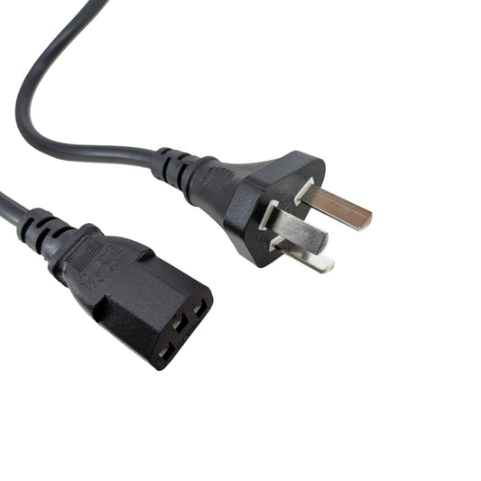 1-meter Chinese Type I to C13 power cord showing the 3-prong plug and female connector for PC monitors.