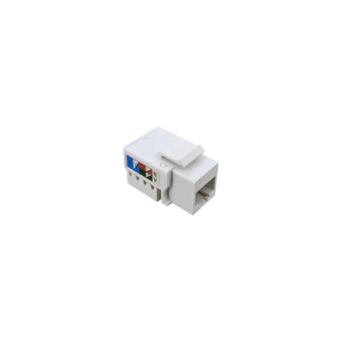 CHNOK Cat6 RJ45 寬頻面板模塊正面圖，展示具備防氧化功能的 6U 鍍金觸針。