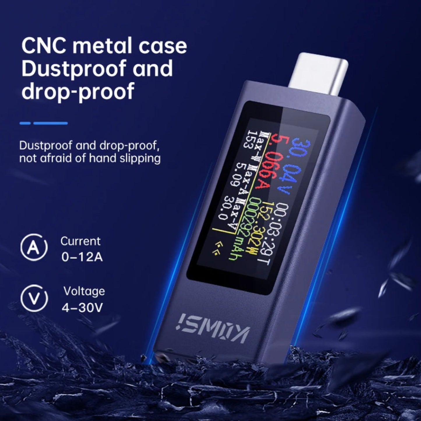 Durable CNC metal case of the KWS-2302C tester, dustproof and drop-proof for professional use.