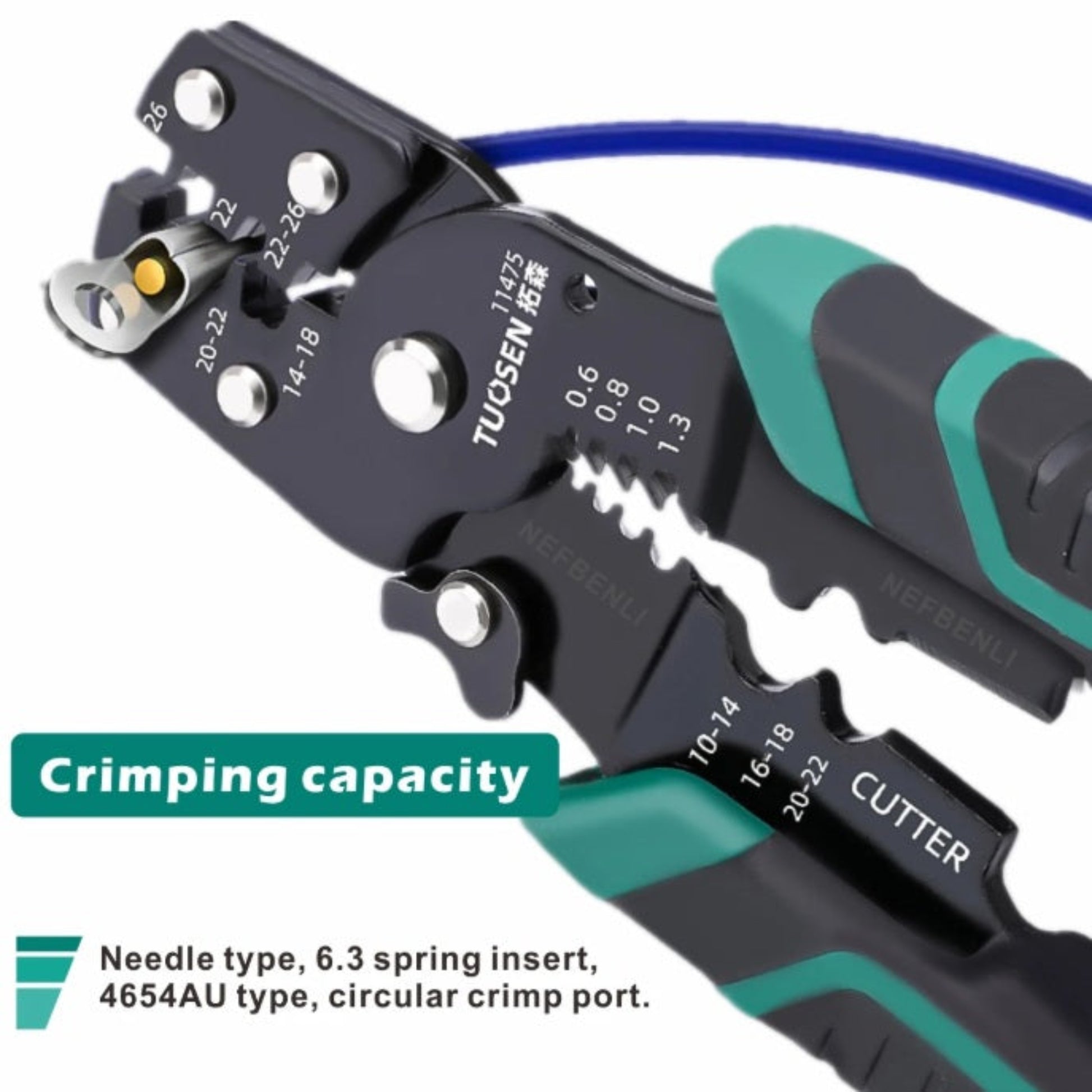 High-frequency quenched cutting edge of wire stripper plier showing sharp blade for precise electrical cable stripping