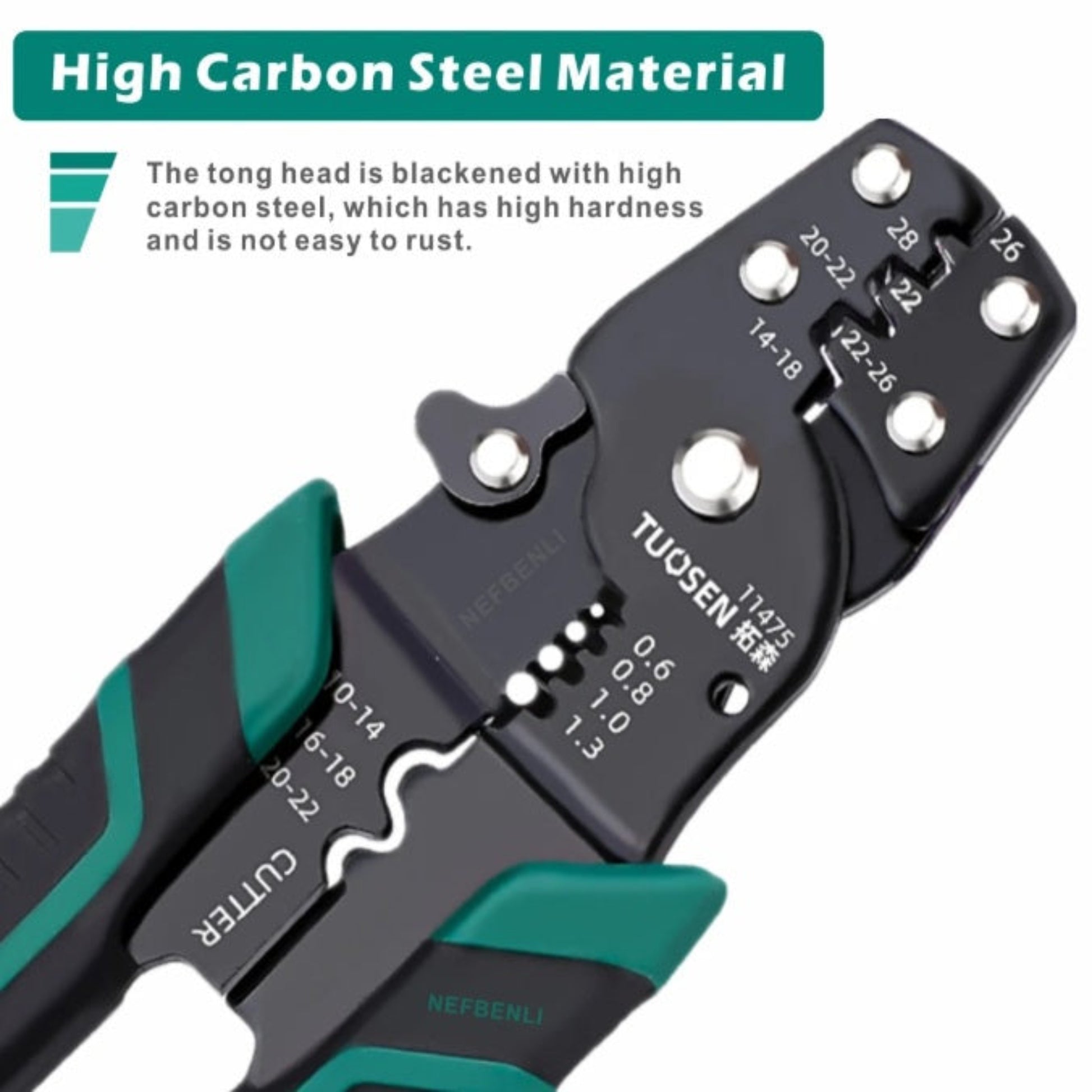 Blackened high-carbon steel 65 manganese head with heat treatment showing durability and rust-resistant finish