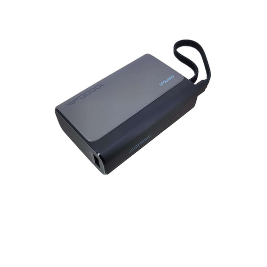 CUKTECH 10000mAh power bank CP133L with built-in Type-C cable, sleek black and gray design.