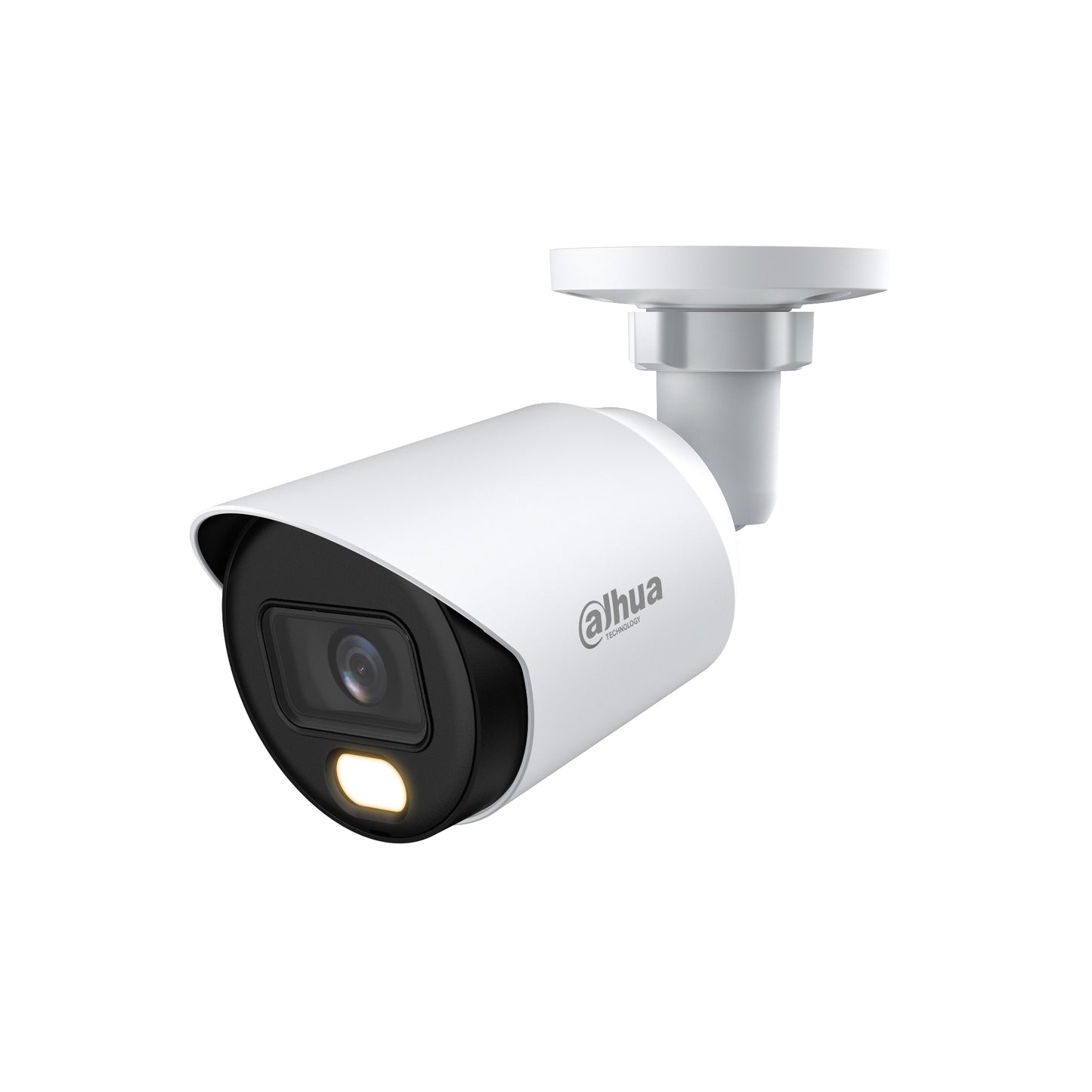 Front angle view of the Dahua 2MP Full-Color Bullet Camera highlighting the lens and warm LED.