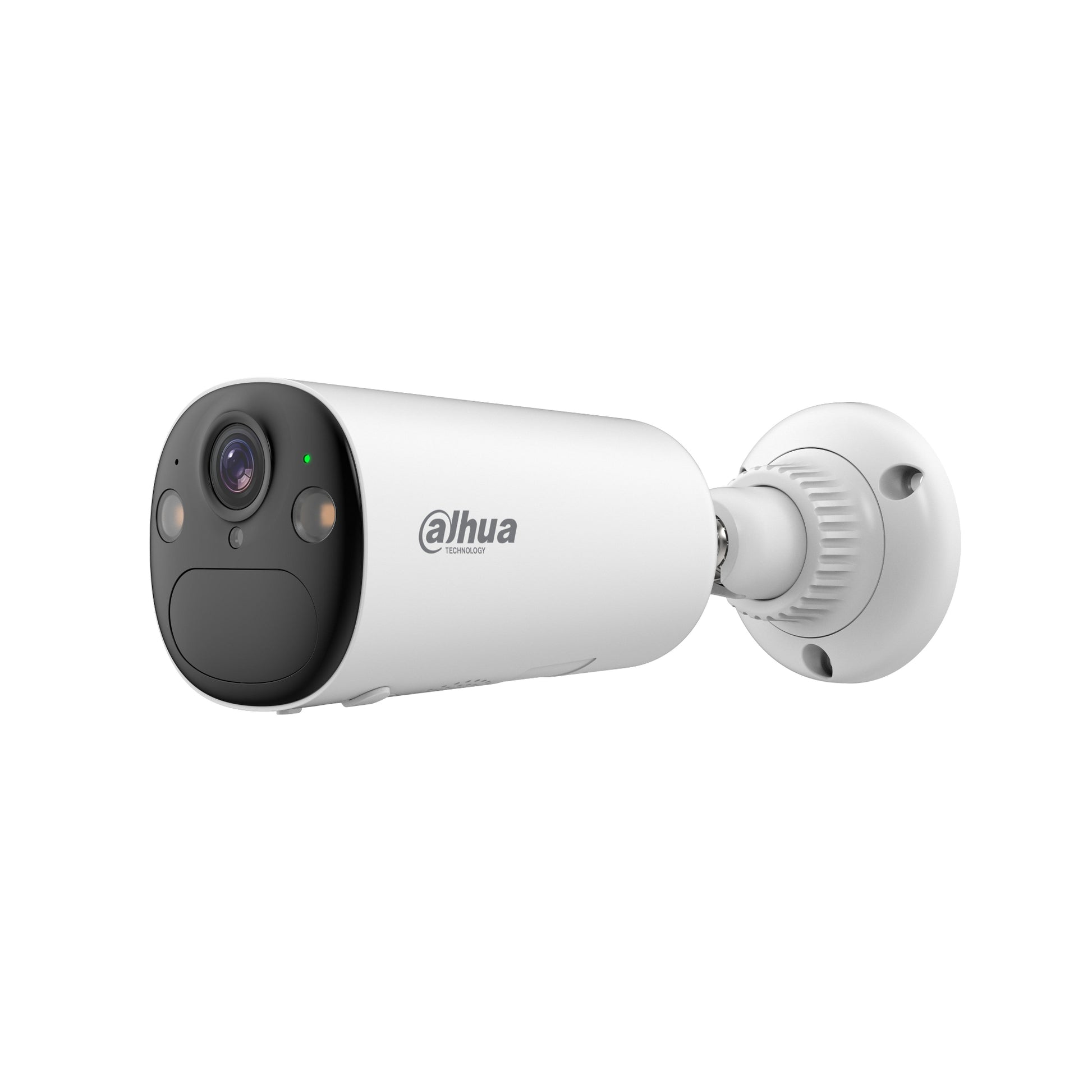 大華 4MP 槍型鏡頭正面特寫，展示 2.1mm 超廣角鏡頭、PIR 感應器及雙核心照明燈。