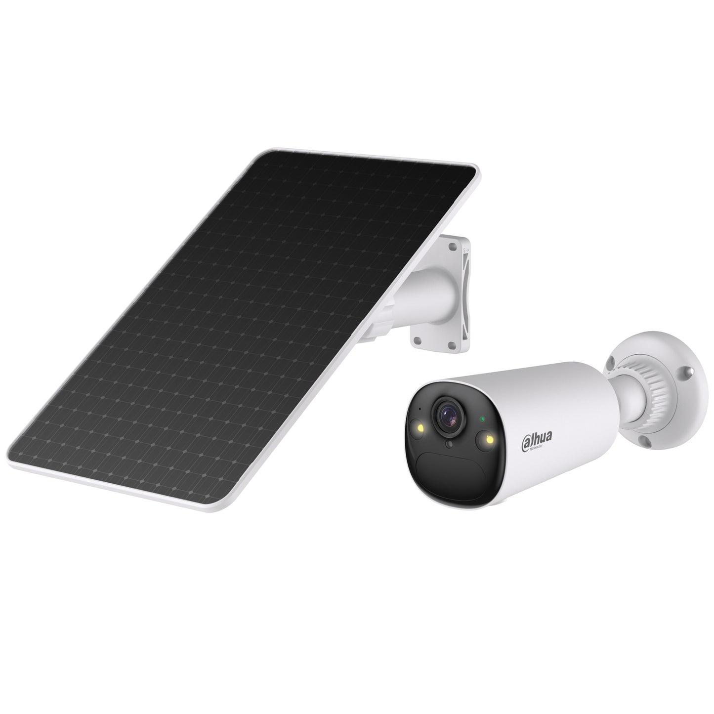 Dahua 4MP solar battery bullet network camera kit, available in both 4G LTE SIM and Wi-Fi 6 models.