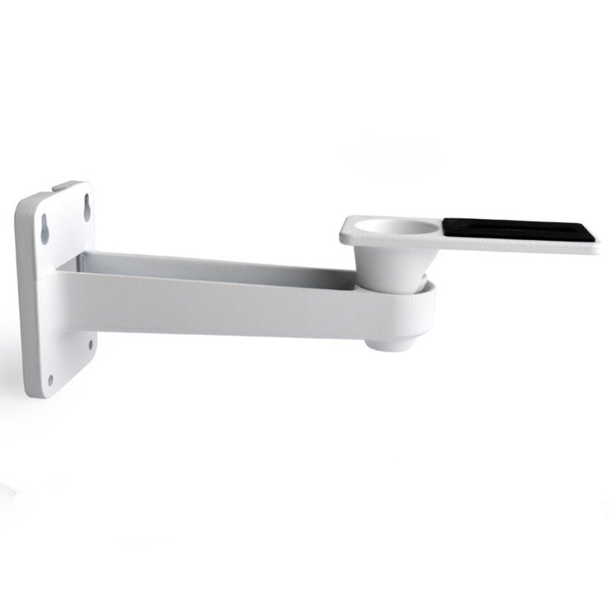 Side profile of the Dahua DH-PFB120WS aluminum wall mount bracket for bullet cameras, finished in Dahua White.