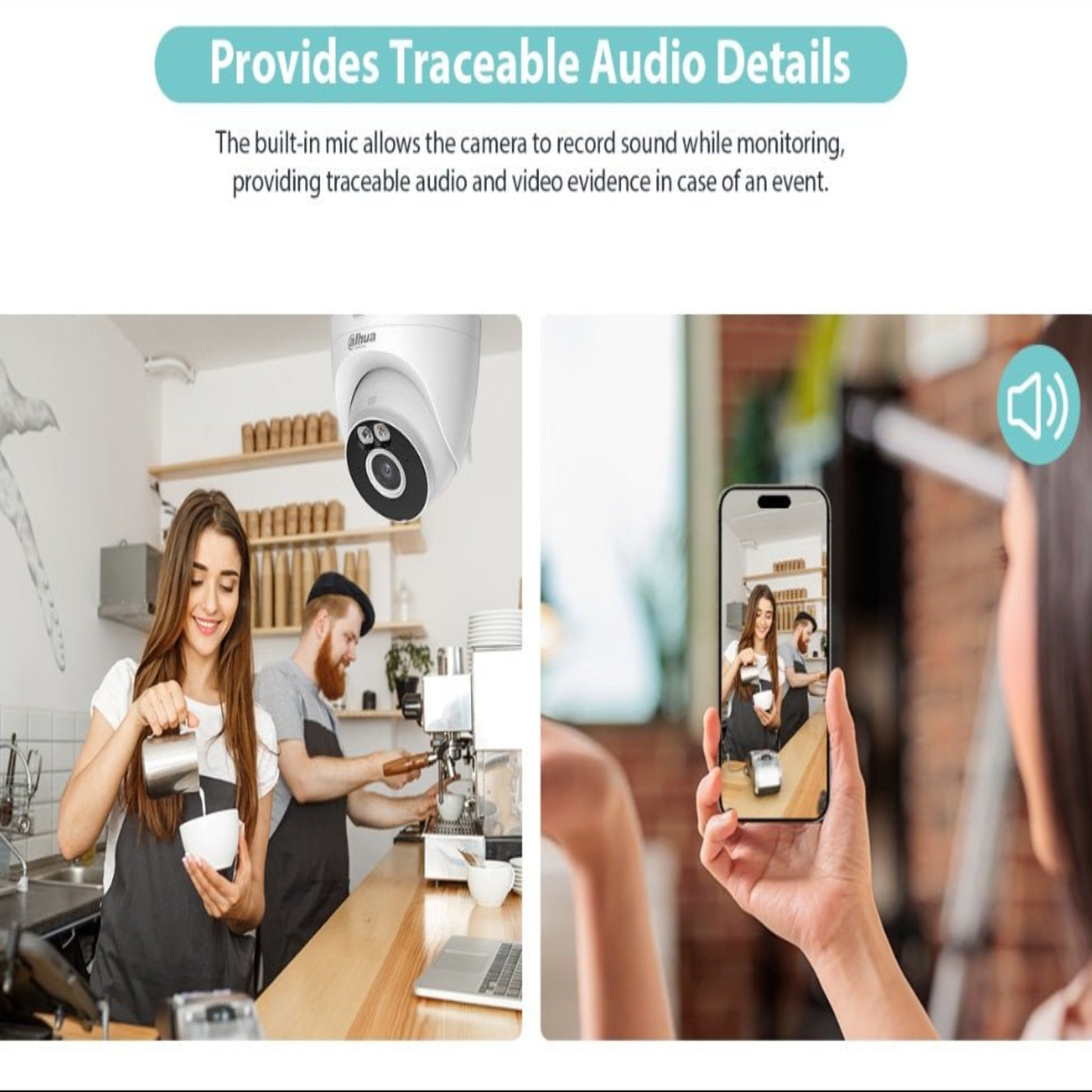 Dahua H5A camera features traceable audio recording for monitoring and video evidence with clear sound.