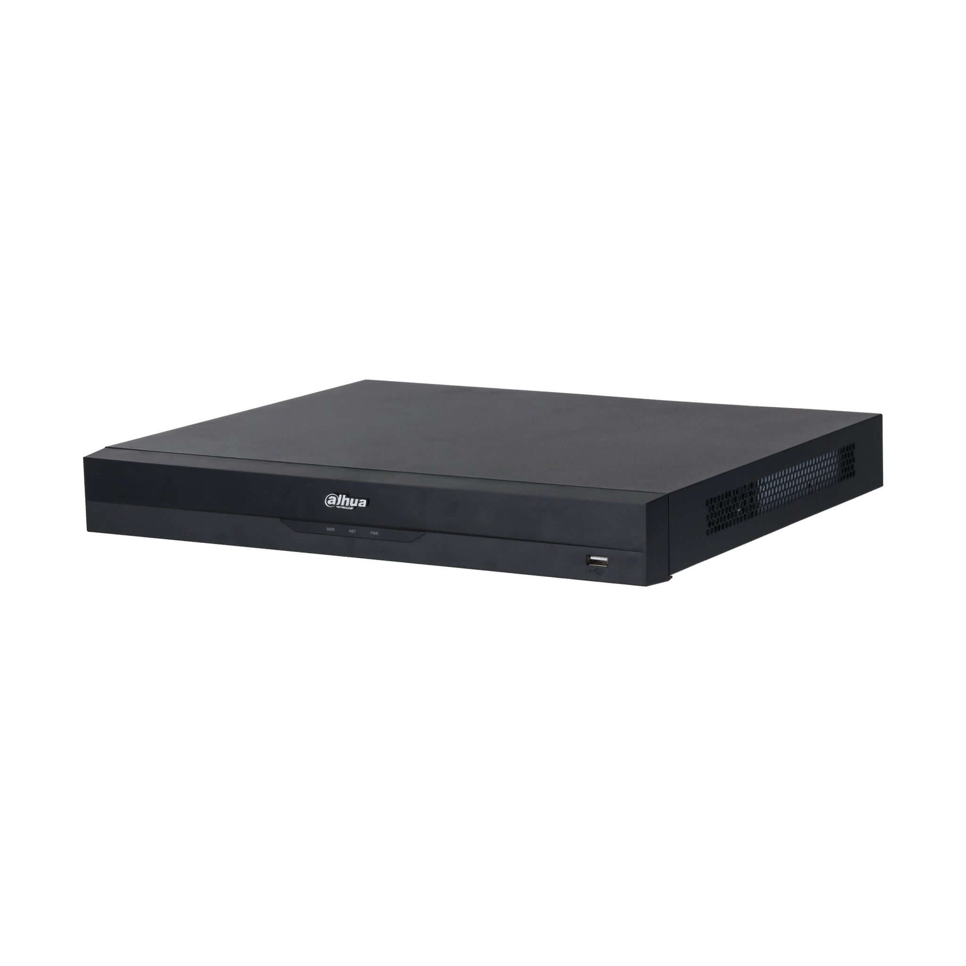 Dahua NVR4208-8P-EI 8 Channel 4K WizSense Network Video Recorder, front view, sleek black design.