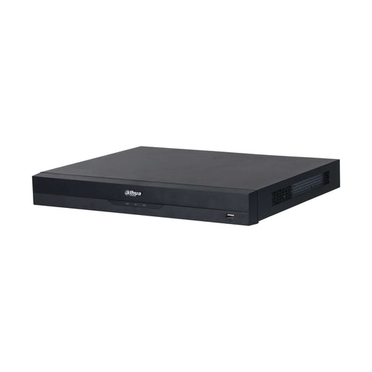 Dahua NVR4208-8P-EI 8 Channel 4K WizSense Network Video Recorder, front view, sleek black design.