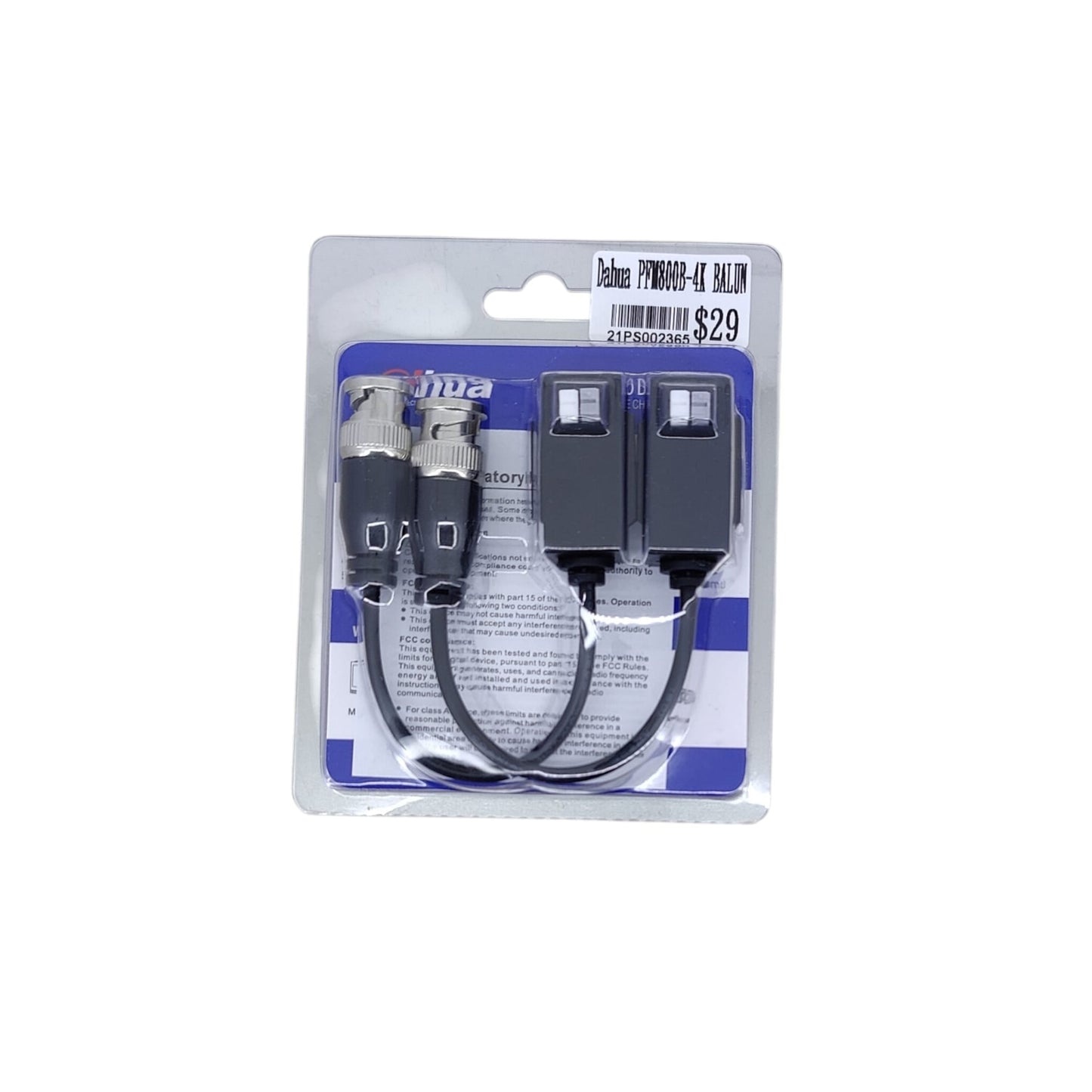Dahua PFM800B-4K video balun pair in official retail packaging