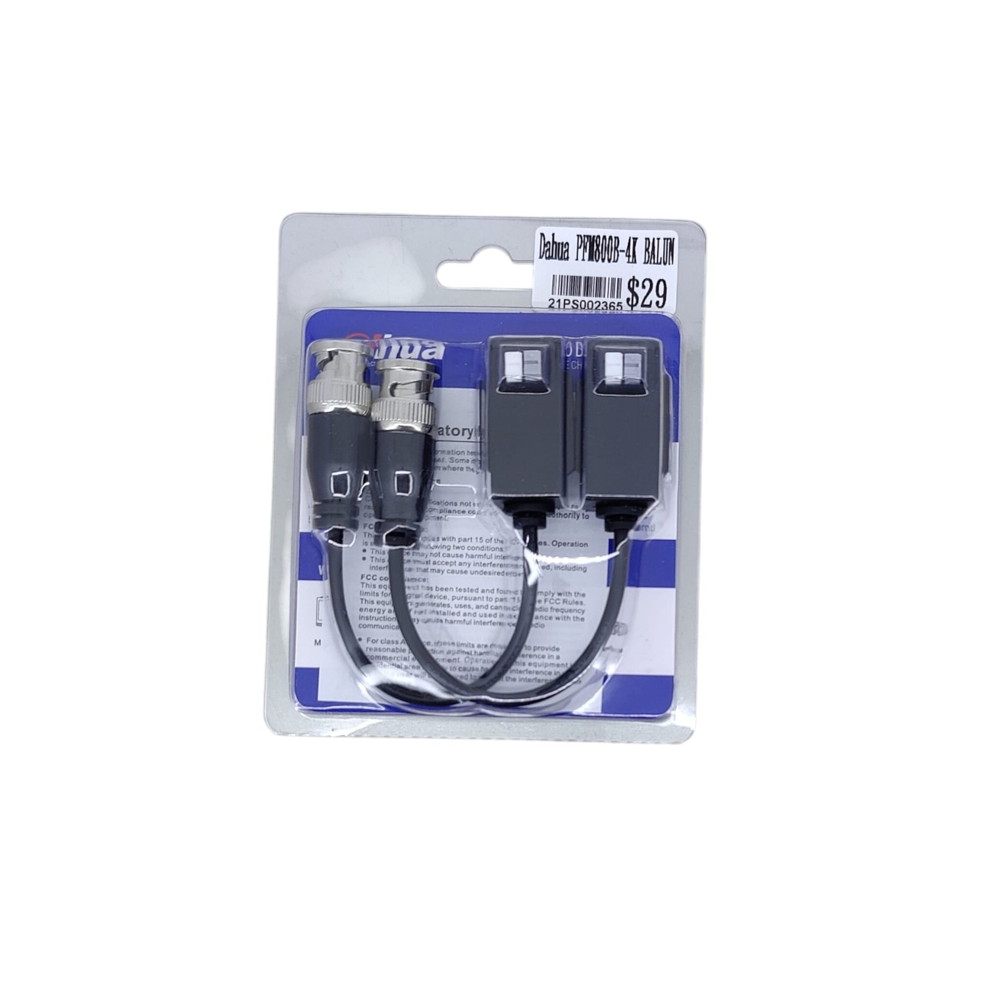 Dahua PFM800B-4K video balun pair in official retail packaging