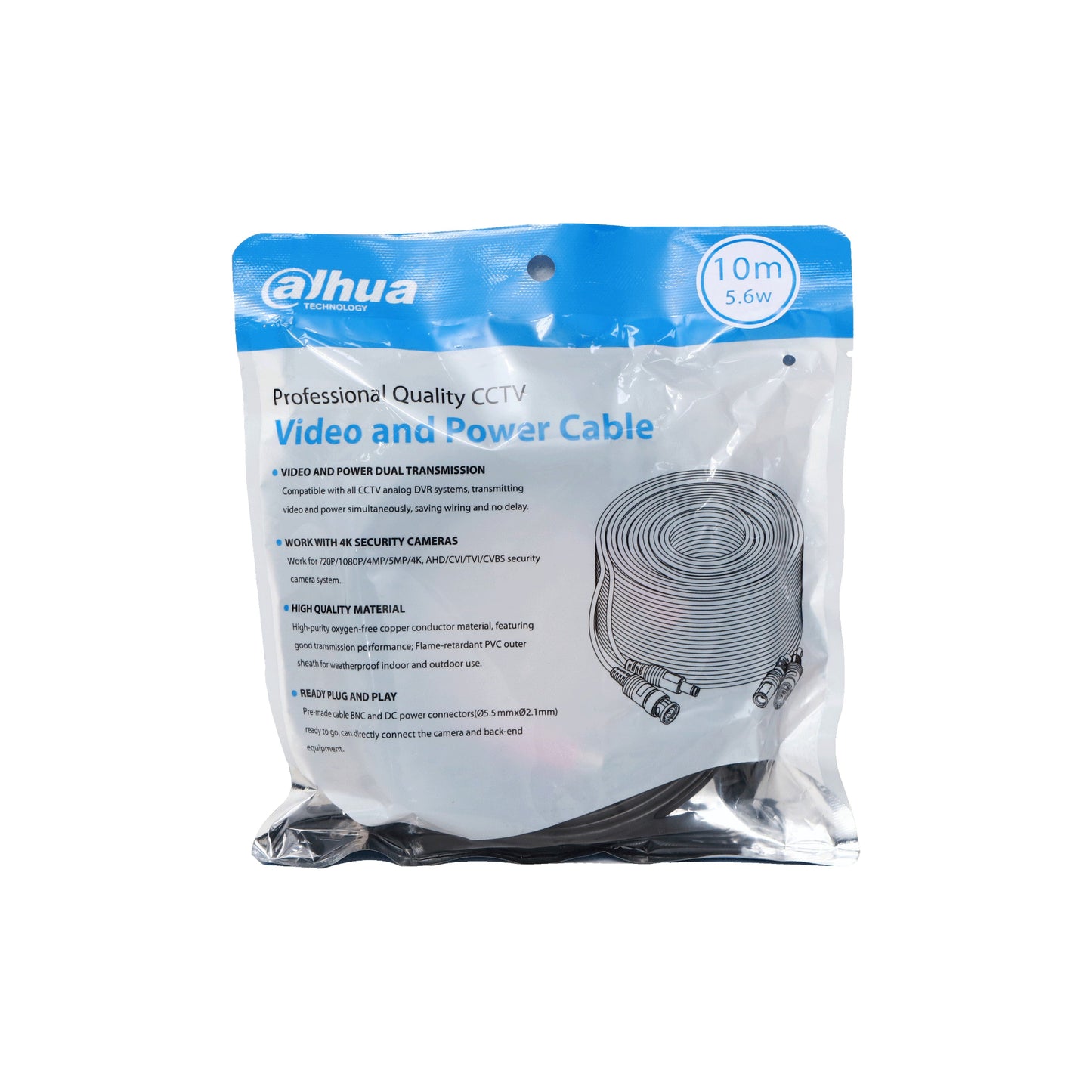 The durable, flame-retardant PVC outer sheath of the Dahua CCTV cable, built for indoor and outdoor security systems.