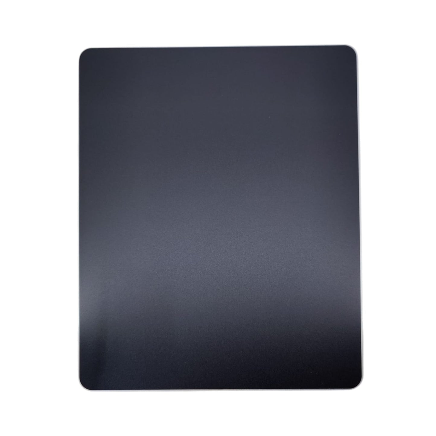 Dark grey aluminum alloy mouse pad, top-down view.