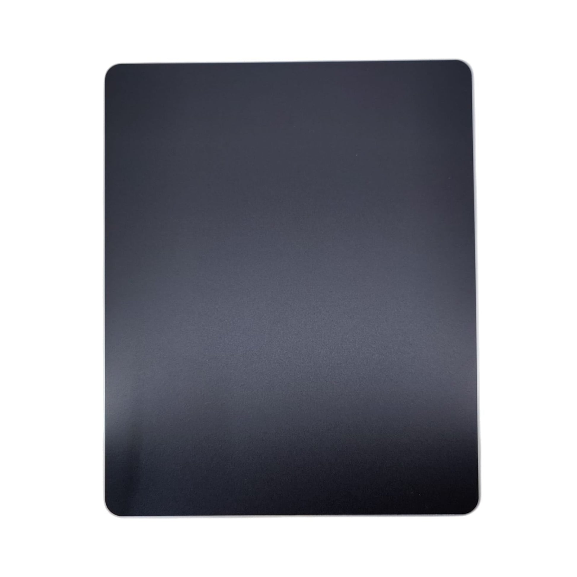 Dark grey aluminum alloy mouse pad, top-down view.