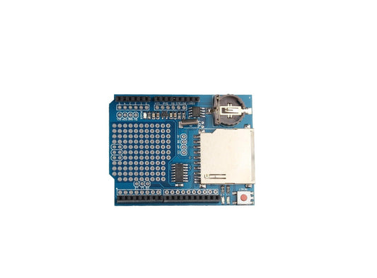 Data Logger Module Shield for Arduino with SD Card Interface and coin cell battery slot, compatible with FAT16/FAT32.