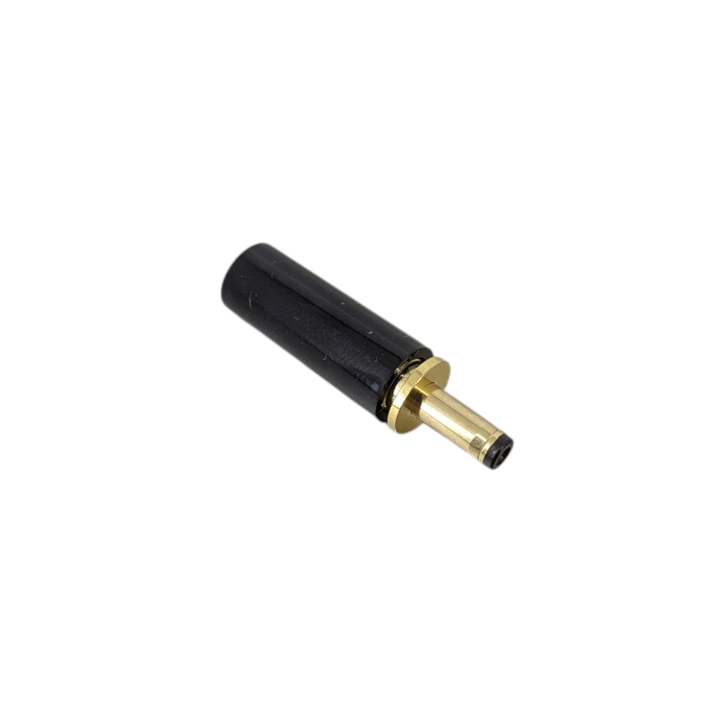 3.5 x 1.3mm 尺寸純銅鍍金DC公頭插頭，附帶黑色絕緣外殼，適合小型電子產品電源線焊接及替換。