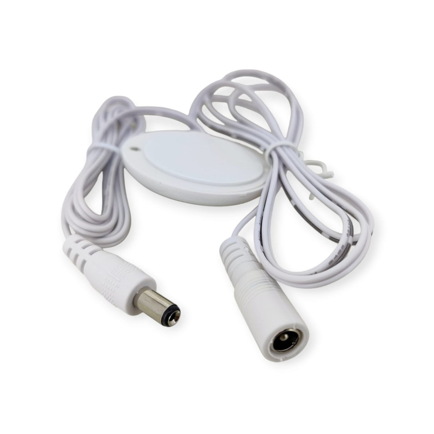 The DC to DC version of the touchless wave sensor switch with male and female 5.5mm x 2.1mm barrel connectors.