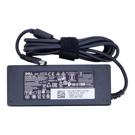 Top view of the black Dell 90W 19.5V 4.62A laptop charger power brick.