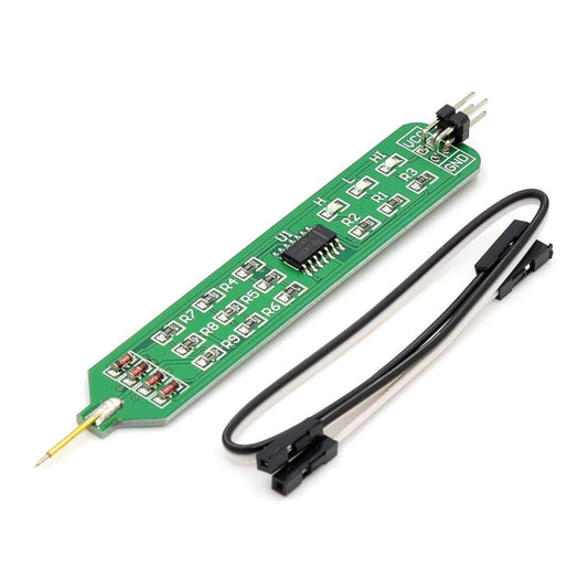 Full view of the 5V and 3.3V digital logic test pen with DuPont wires.