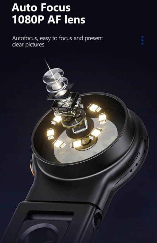 Auto focus 1080P AF lens showing multiple lens elements for clear image capture.