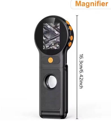 500X Portable Digital Microscope magnifier with 2" IPS screen, showcasing intricate details in a compact design.