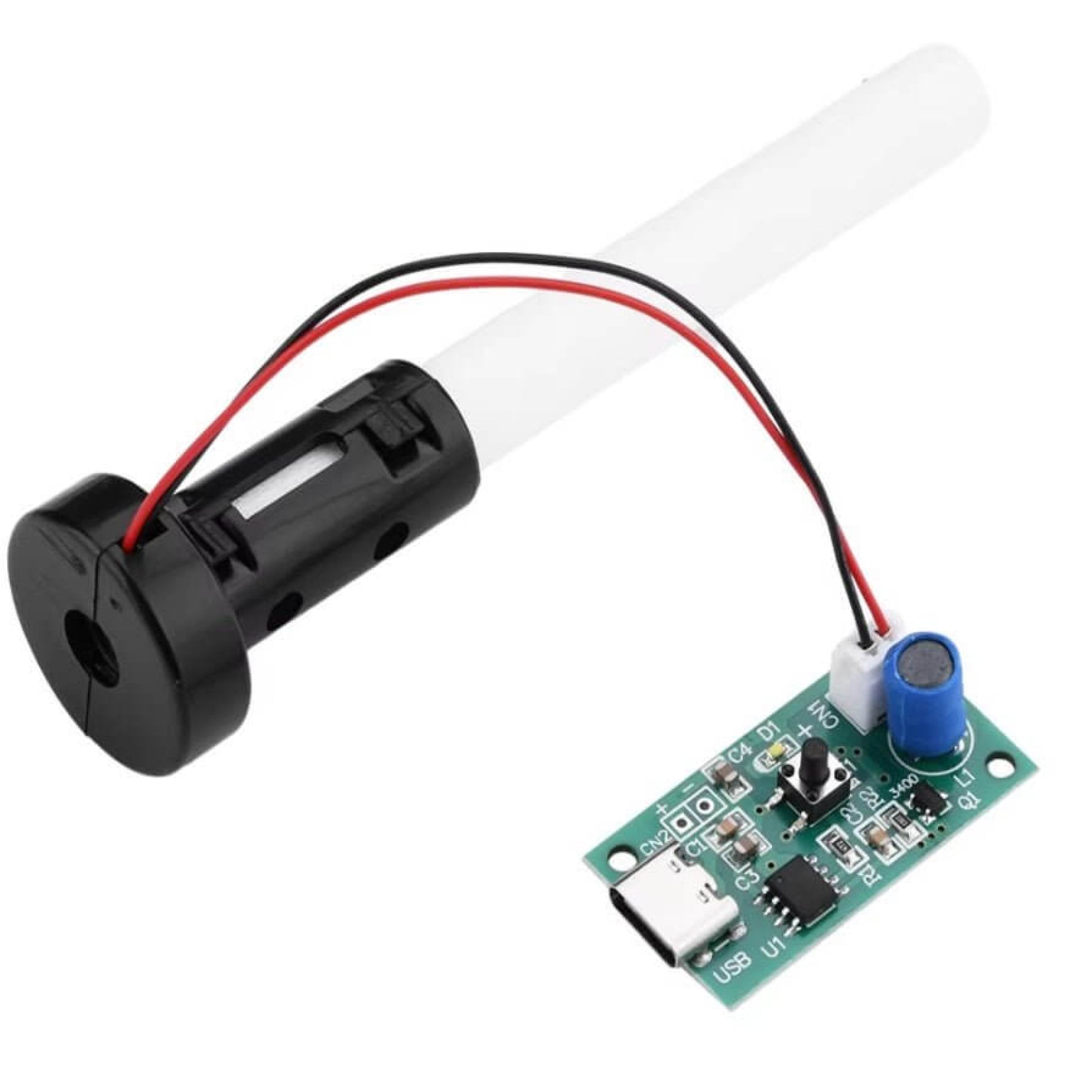 Full DIY humidifier kit with Type-C driver board and cotton wick holder assembly.