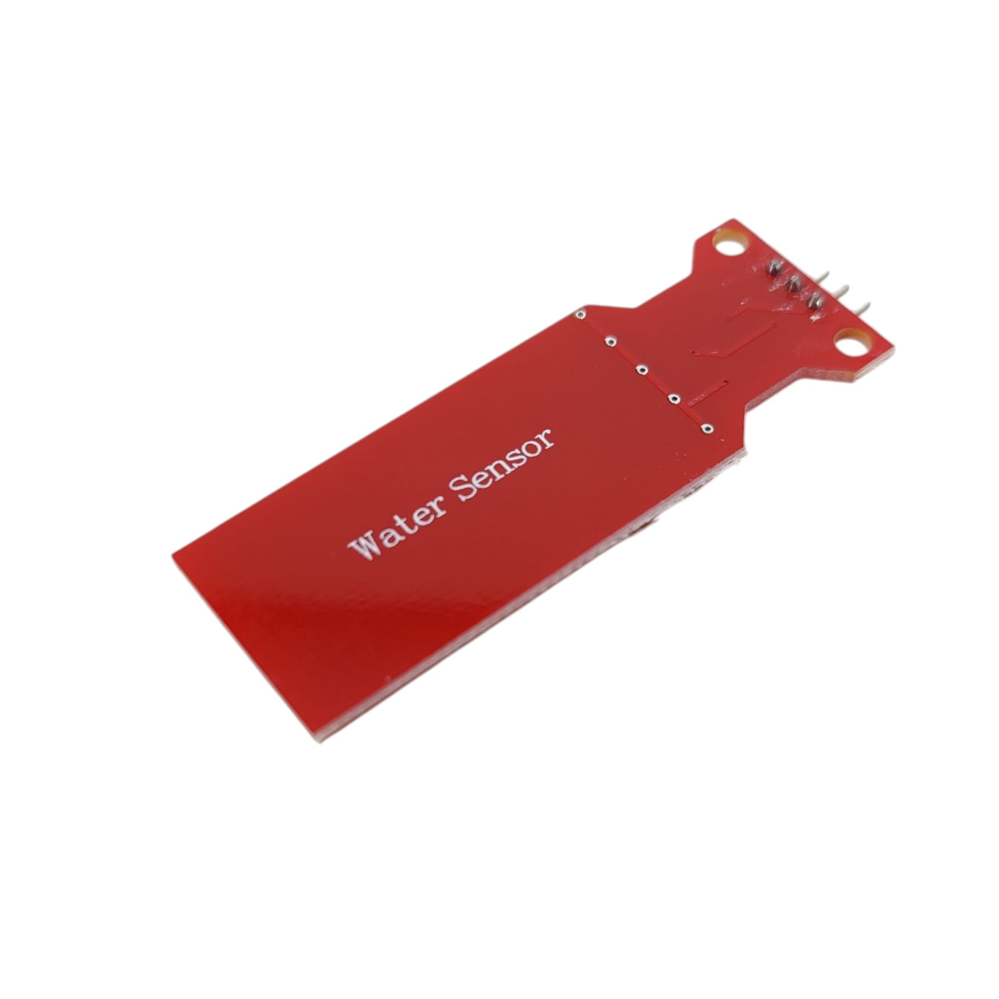 Back side of the red PCB water level sensor module.