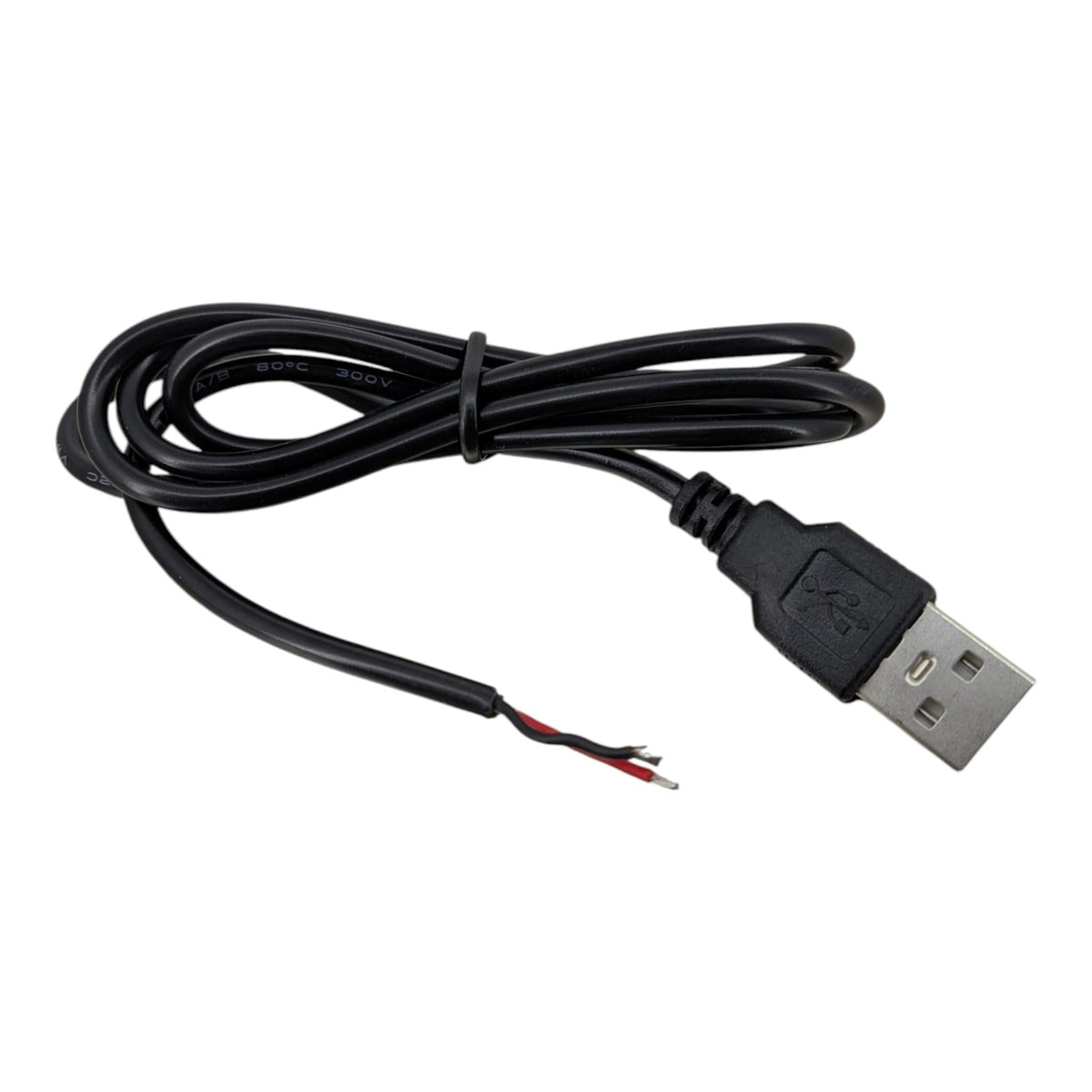 1米長 DIY USB Type-A 轉裸線供電線，配備 24AWG 加粗紅黑雙芯，專為電子改裝而設。