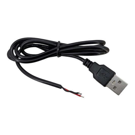 1米長 DIY USB Type-A 轉裸線供電線，配備 24AWG 加粗紅黑雙芯，專為電子改裝而設。