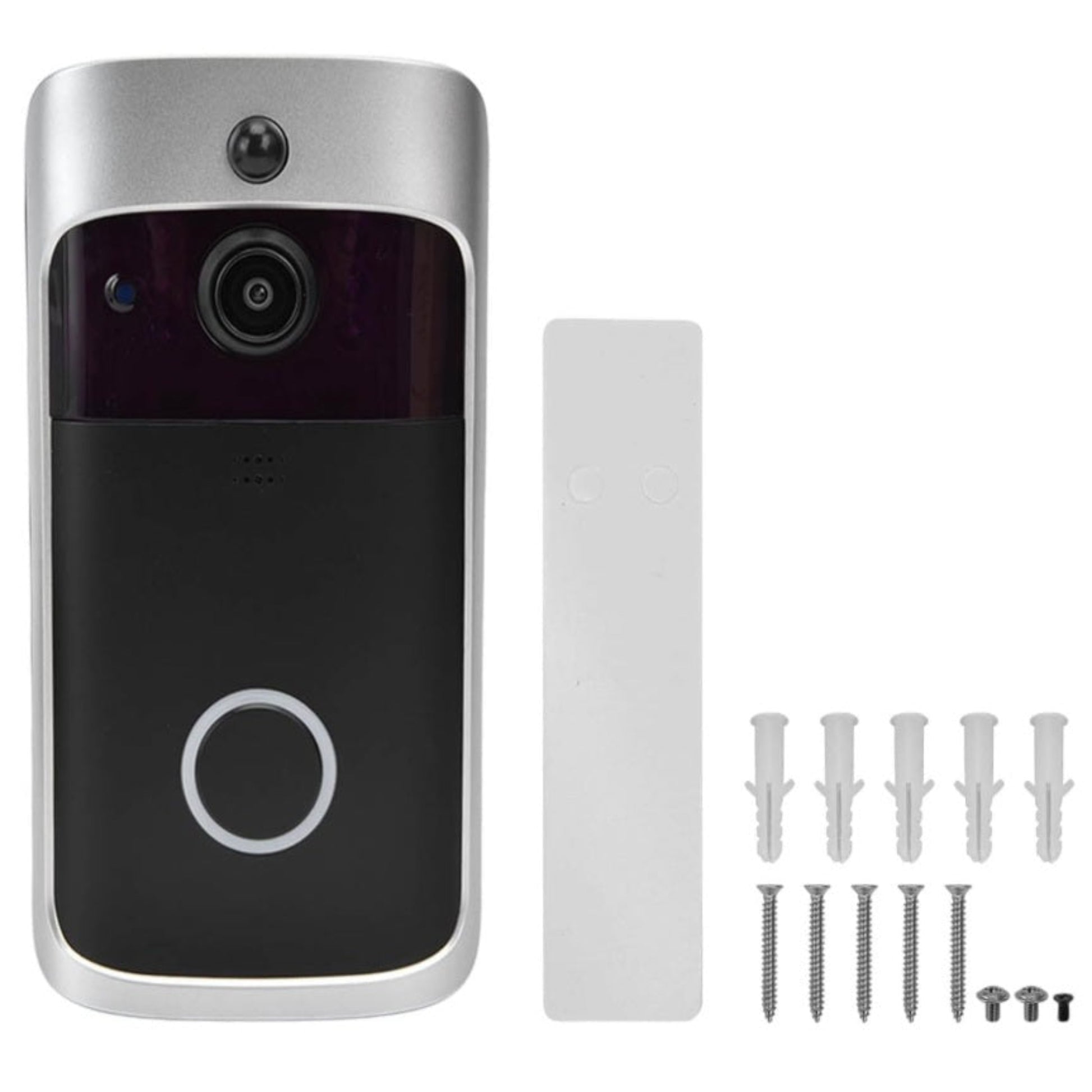 Included mounting hardware, wall anchors, and screws for the V5 video doorbell.