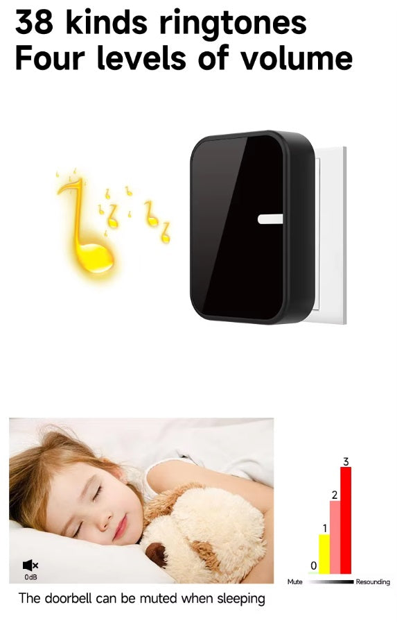 Self-powered Wireless Doorbell HK Plug (1 transmitter 2 receiver)