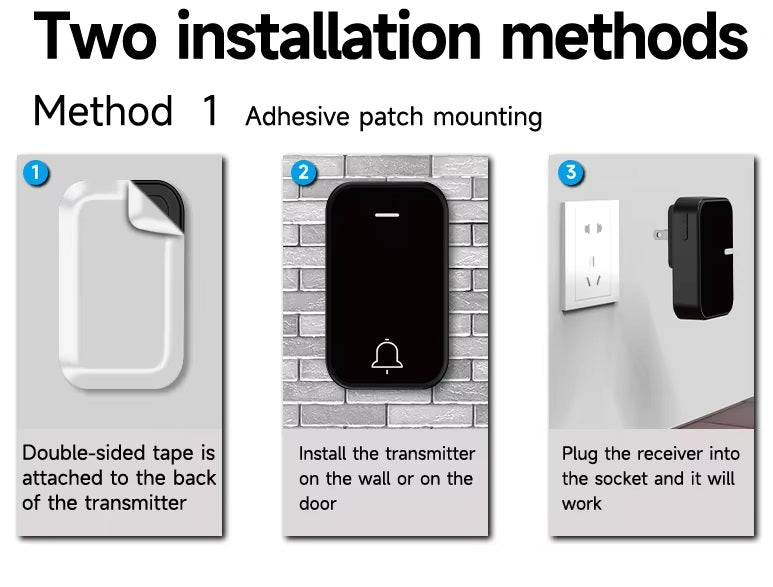 Self-powered Wireless Doorbell HK Plug (1 transmitter 2 receiver)