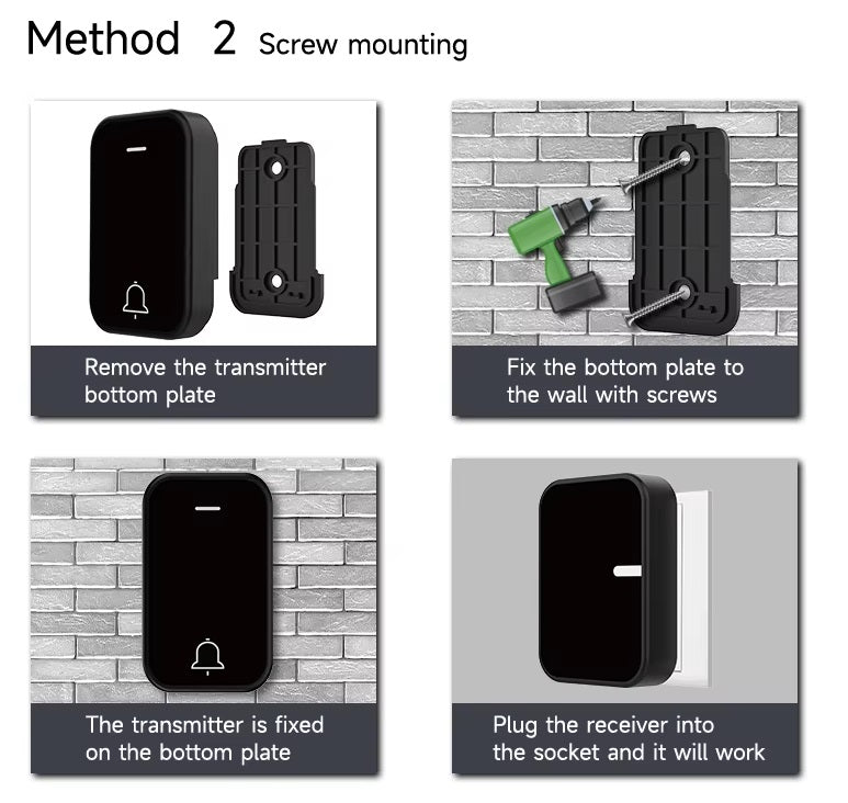 Self-powered Wireless Doorbell HK Plug (1 transmitter 2 receiver)