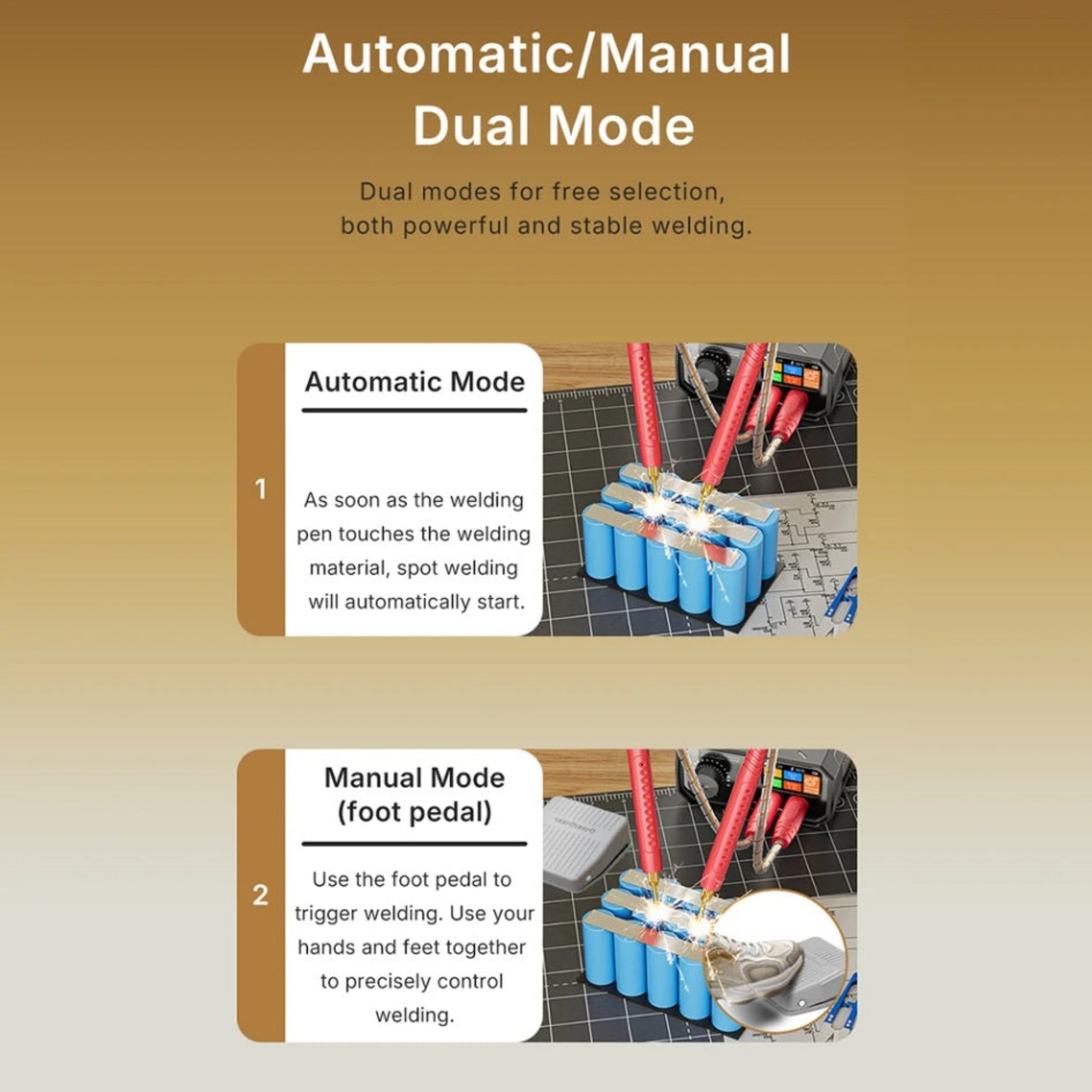 Demonstration of strong, clean weld spots using dual pulse technology.