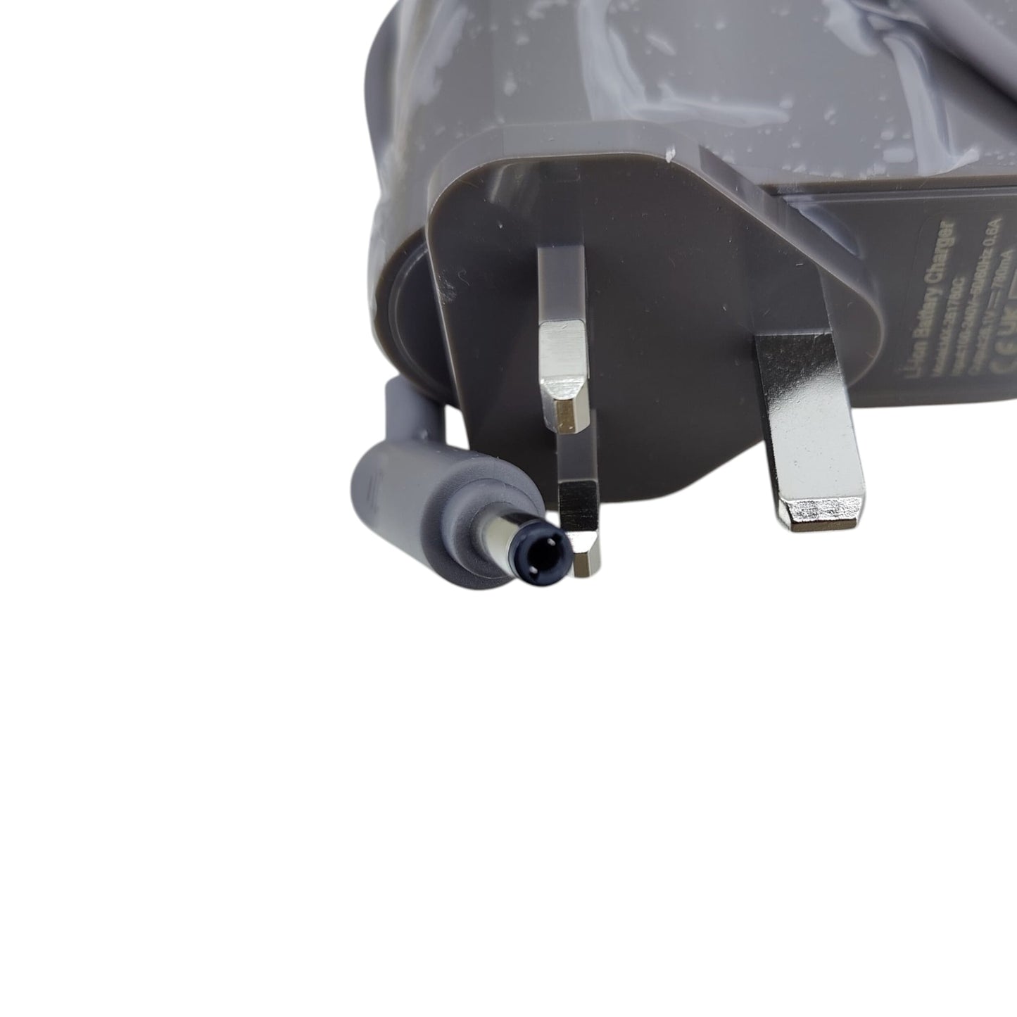 Close up of the charging connector pin for Dyson V6 and V7 vacuum models.