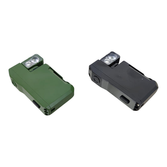 Side-by-side comparison of the EDC mini flashlight in Army Green and Tactical Black colors.
