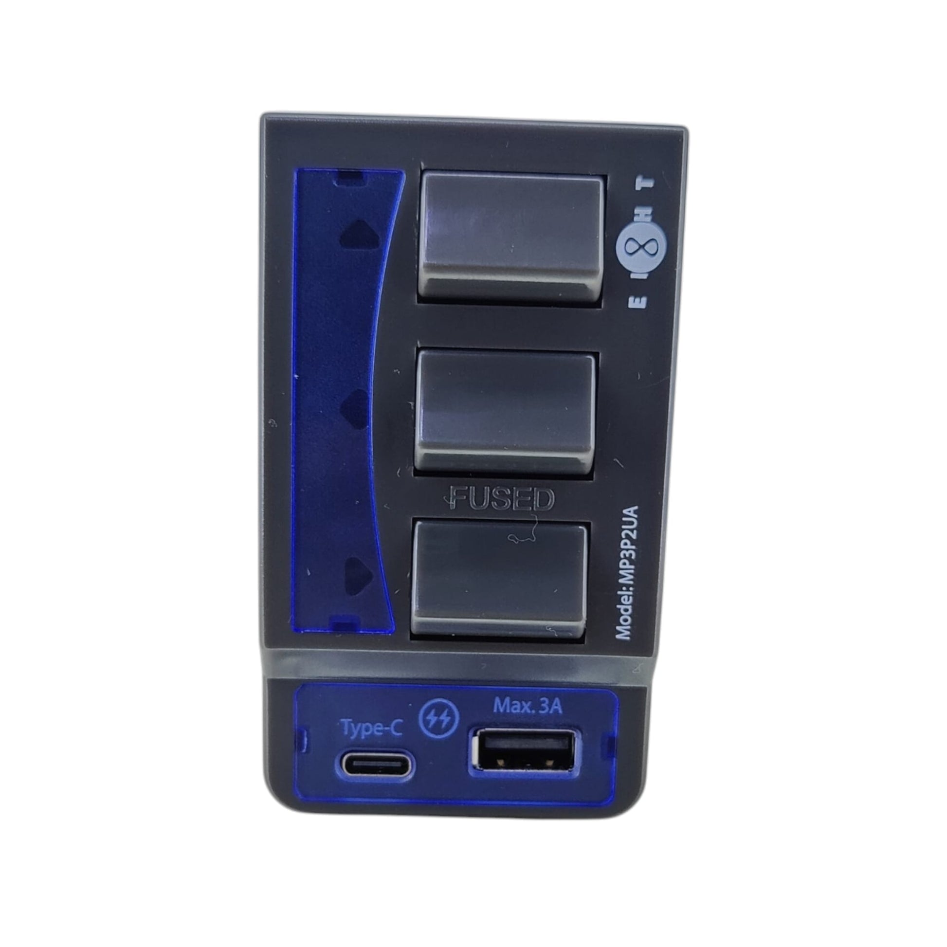 Detailed view of the durable grey flame-retardant casing
