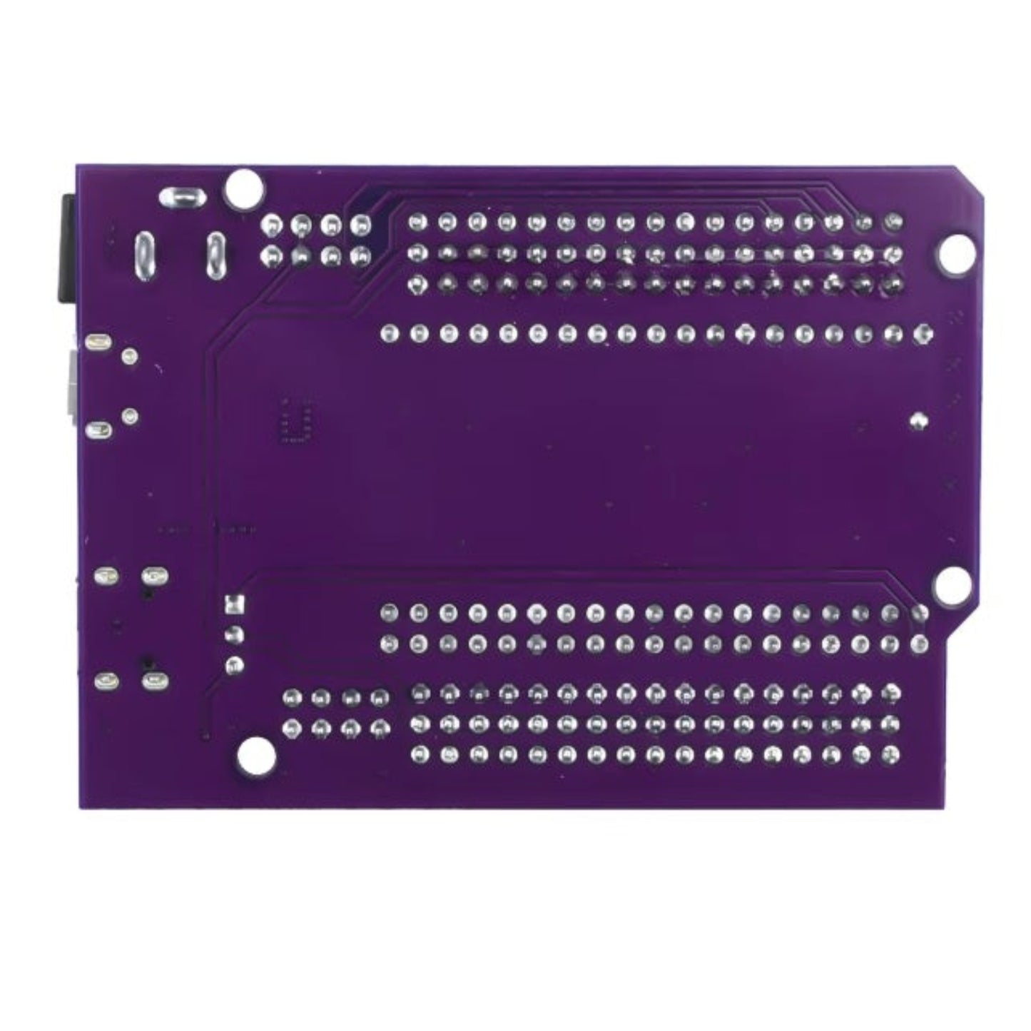 ESP32 擴展底板背面圖，展示扎實的焊點及高質素雙面電路板設計。