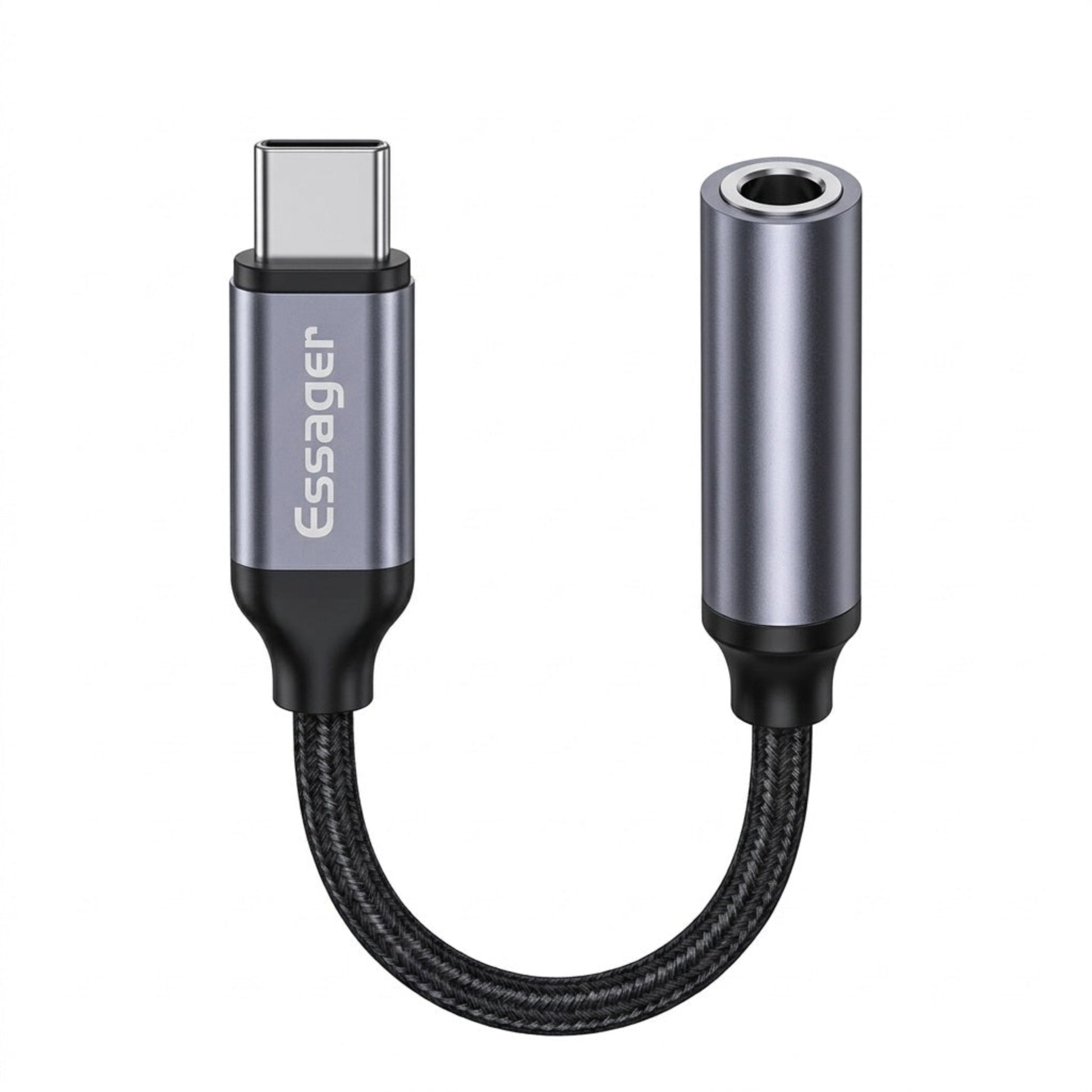 Essager USB-C 轉 3.5mm 耳機轉接線，內建 DAC 晶片支援無損音訊及通話功能。