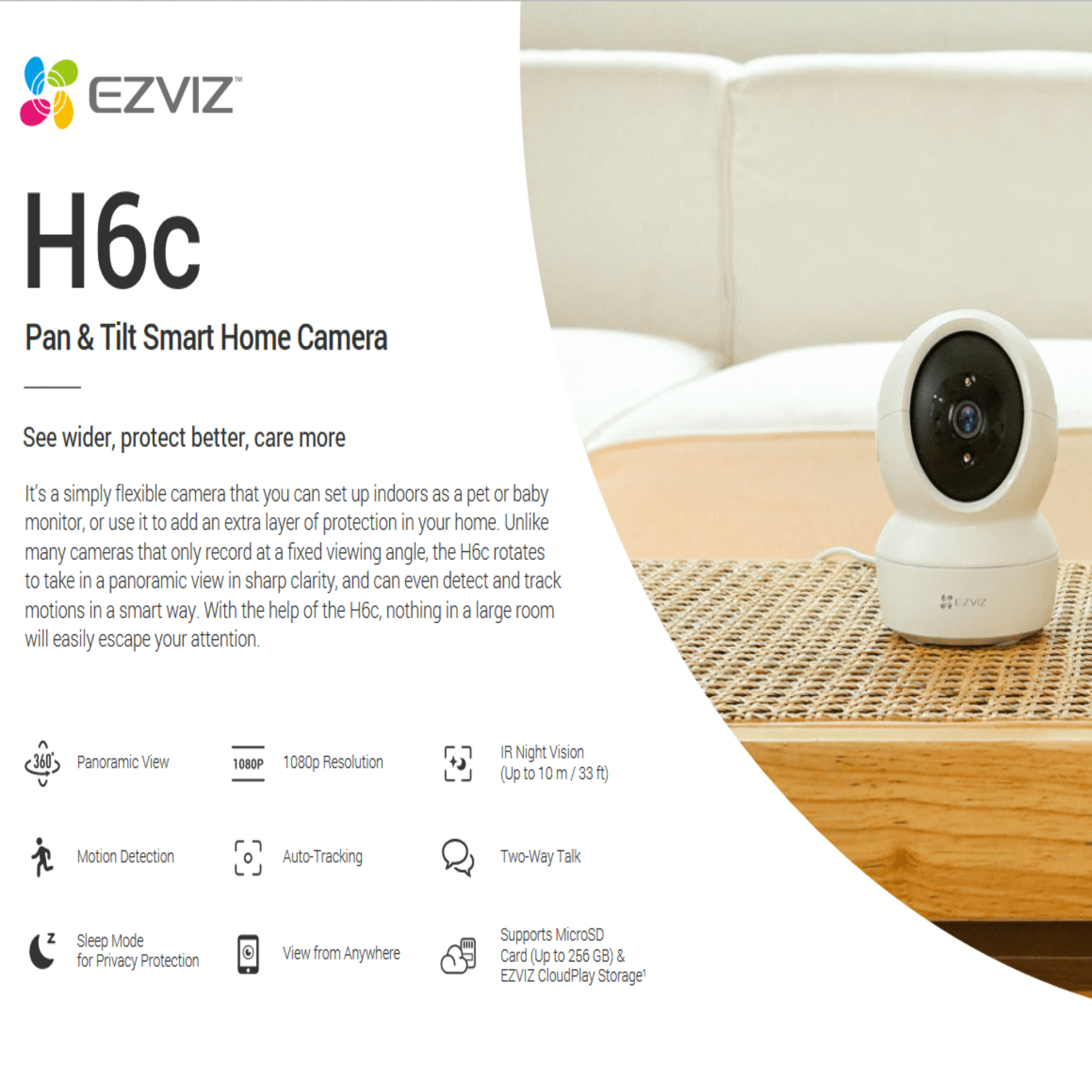 EZVIZ H6C 1080P Smart Pan/Tilt WiFi Home Security Camera