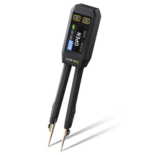FNIRSI LCR-ST1 Smart Mini Tweezer LCR/ESR tester with digital display for electronics diagnostics and repair.