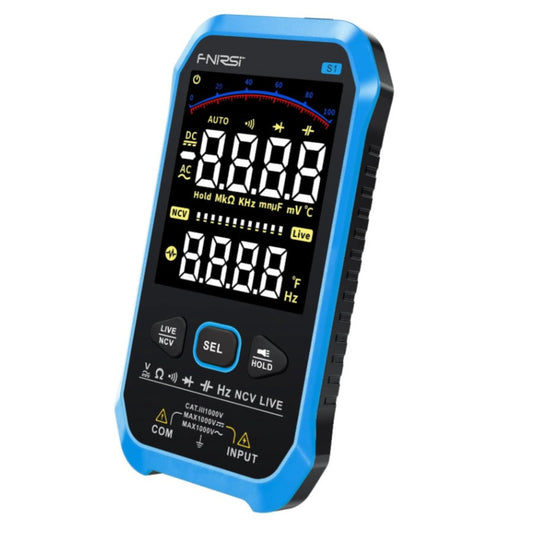 FNIRSI S1 智能數碼萬用表，具備自動量程及 True RMS 功能，超薄機身配備高清大螢幕顯示。