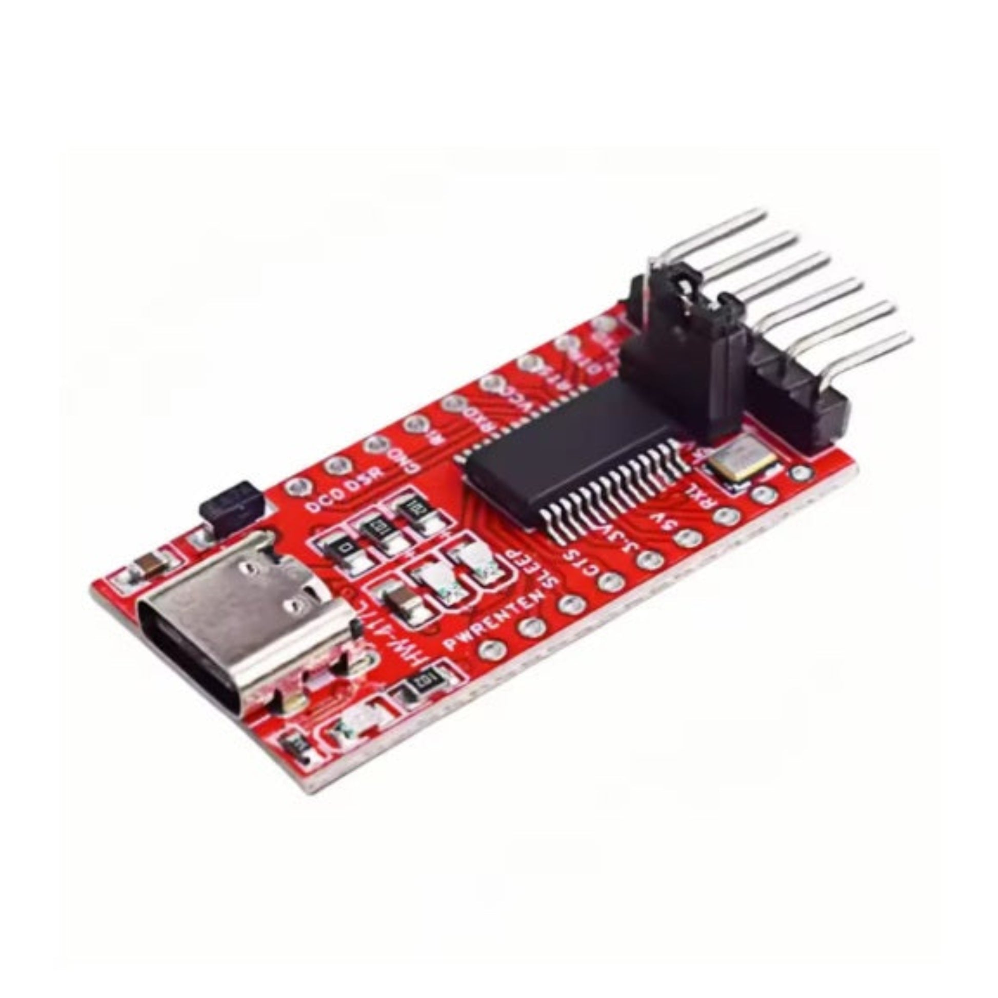 Close-up of the modern Type-C version of the FTDI FT232RL USB to TTL adapter.