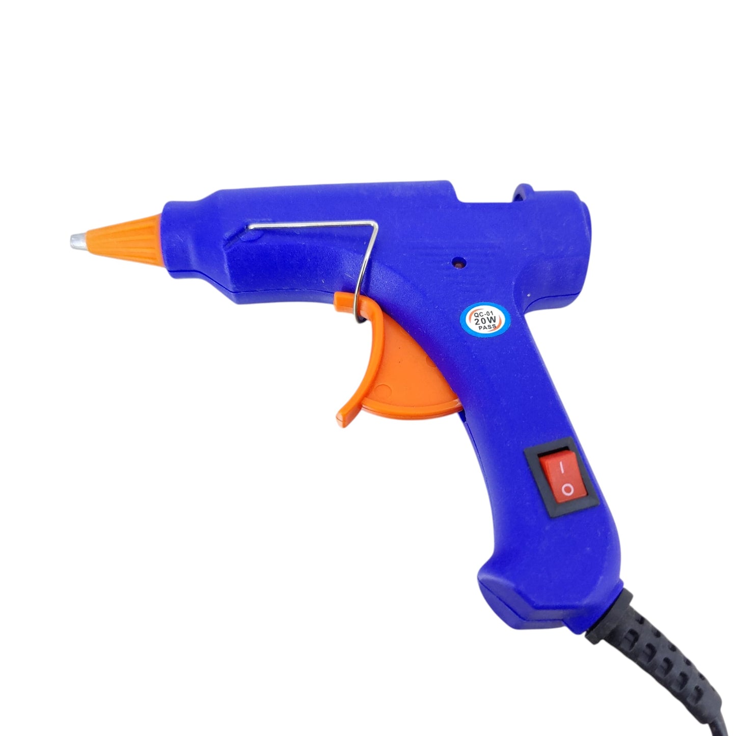 Close up of the handle of the 20W craft glue gun featuring the power switch and comfortable grip.